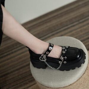 Chain British Style Thick Bottom Shoes-5055