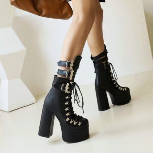 Furthest Thing Lace Up Platform Boots-3646