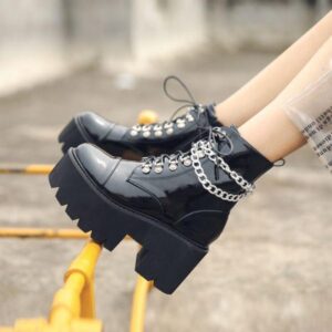 DRIPPIN’ IN Chain Platform Boots-3896