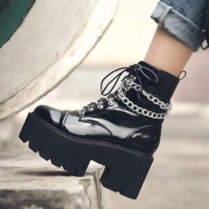 DRIPPIN’ IN Chain Platform Boots-3897