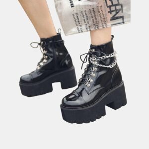 DRIPPIN’ IN Chain Platform Boots-3899