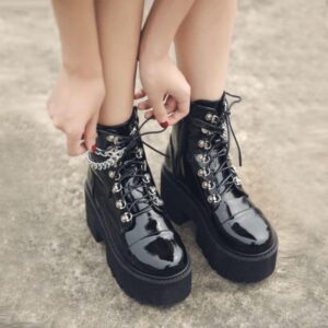 DRIPPIN’ IN Chain Platform Boots-3902