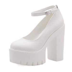 Gothic One Word Buckle High-Heeled Shoes-3863