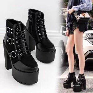 Gothic Platform Ring Boots-4619