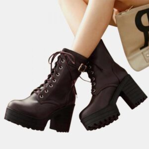 Lace-up High Heel Boots-3789