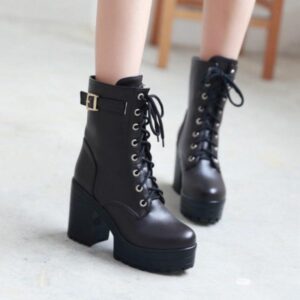 Lace-up High Heel Boots-3783
