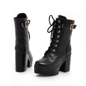 Lace-up High Heel Boots-3785