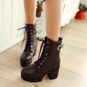 Lace-up High Heel Boots-3786