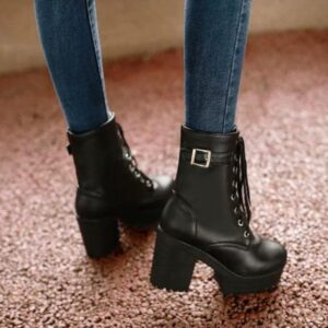 Lace-up High Heel Boots-3787