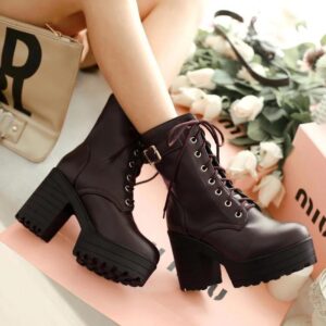 Lace-up High Heel Boots-3779