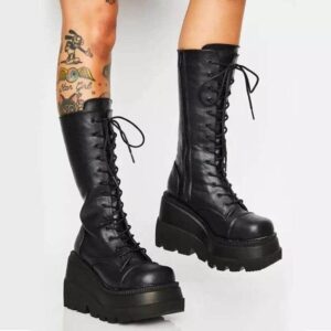 Platform Knight Gothic Boots-3596