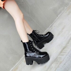 Leather High Heels Boots-3750