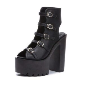 Buckle Straps Platform Sandals-5014