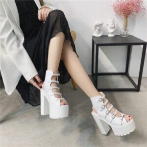 Buckle Straps Platform Sandals-5015