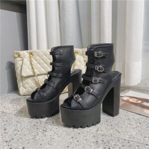 Buckle Straps Platform Sandals-5019