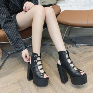 Buckle Straps Platform Sandals-5020