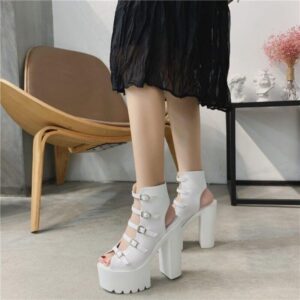 Buckle Straps Platform Sandals-5021