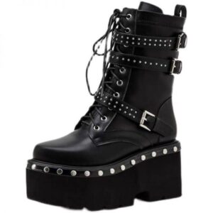 Rivet Lace Up Boots-4523
