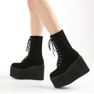 Round Toe High Platform Boots-4505
