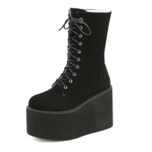 Round Toe High Platform Boots-4507