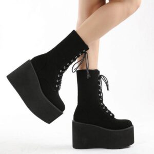 Round Toe High Platform Boots-4508