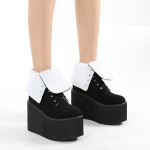 Round Toe High Platform Boots-4502