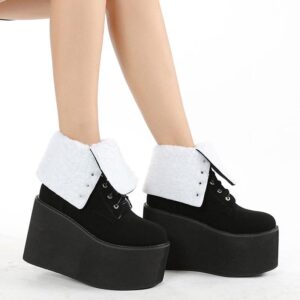 Round Toe High Platform Boots-4503