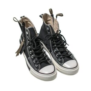 Zipper Side Lace Up Canvas Shoes-4033