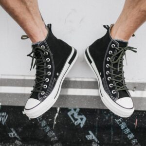 Zipper Side Lace Up Canvas Shoes-4041