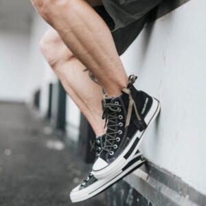 Zipper Side Lace Up Canvas Shoes-4036