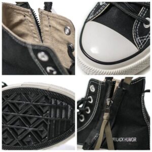 Zipper Side Lace Up Canvas Shoes-4037