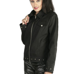 Black Slim Zip Up Shirt-5392