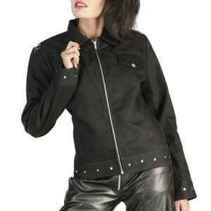 Black Slim Zip Up Shirt-5389