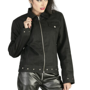 Black Slim Zip Up Shirt-5390