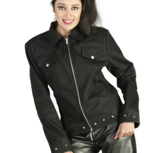 Black Slim Zip Up Shirt-5391