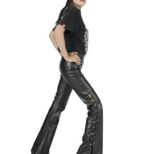 Devil Fashion Mia Women Black Leather Pant-5284