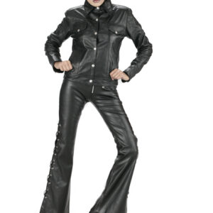 Devil Fashion Mia Women Black Leather Pant-5287