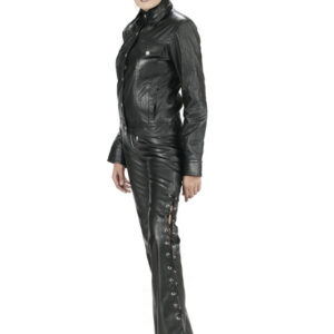 Devil Fashion Mia Women Black Leather Pant-5286