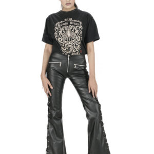 Devil Fashion Mia Women Black Leather Pant-5282