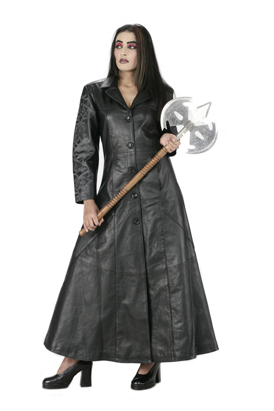 Gothic Black Leather Long Coat-5419 Gothic Black Leather Long Coat-5419