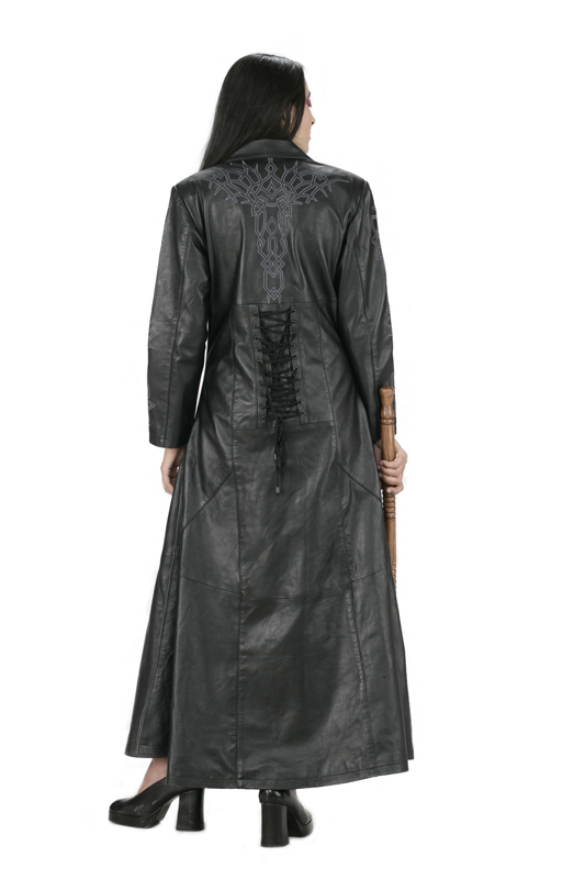 Gothic Black Leather Long Coat-5417 Gothic Black Leather Long Coat-5417