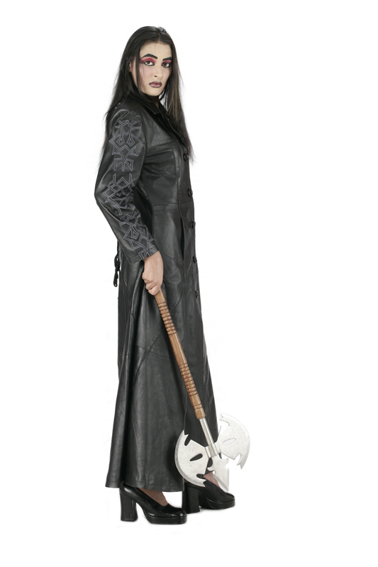 Gothic Black Leather Long Coat-5418 Gothic Black Leather Long Coat-5418