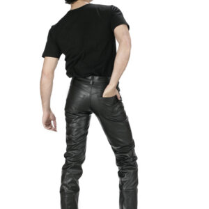 Kreepsville 666 Destroyer Skinny Black Leather Pant for Man-5271