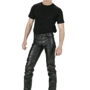 Kreepsville 666 Destroyer Skinny Black Leather Pant for Man-5269