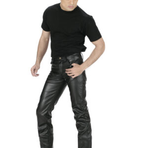 Kreepsville 666 Destroyer Skinny Black Leather Pant for Man-5270