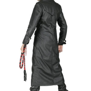 Men Black Leather Long Coat Jacket-5453