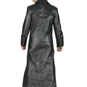 Men Gothic Leather Trench Coat-5447