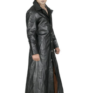 Men Gothic Leather Trench Coat-5448