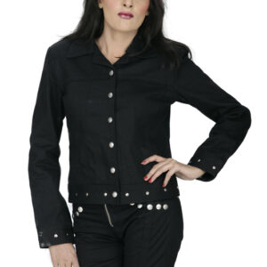 Solid Black Cotton Jacket-5378