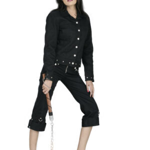 Solid Black Cotton Jacket-5375